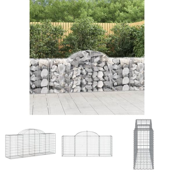 The Living Store Gabion bågformad 200x50x80/100 cm galvaniserat järn -  Krukor & odlingslådor