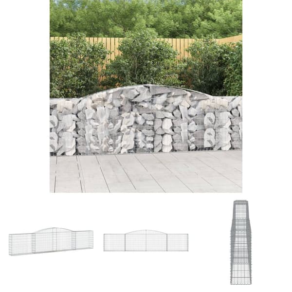 The Living Store buet gabionkurv 400x30x80/100 cm galvaniseret jern -  Plantekrukker