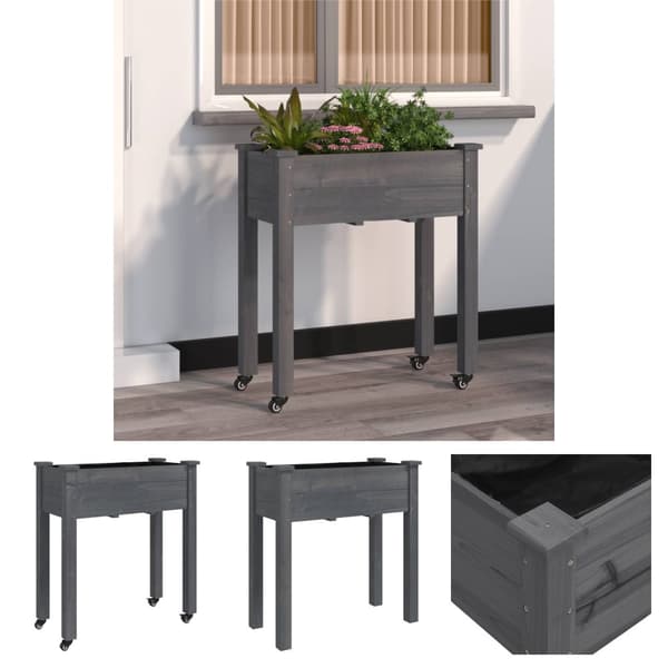 The Living Store Kukkalaatikko pyörillä ja vuorauksella harm. 71x37x80 cm kuusi -  Kukkaruukut & istutuslaatikot