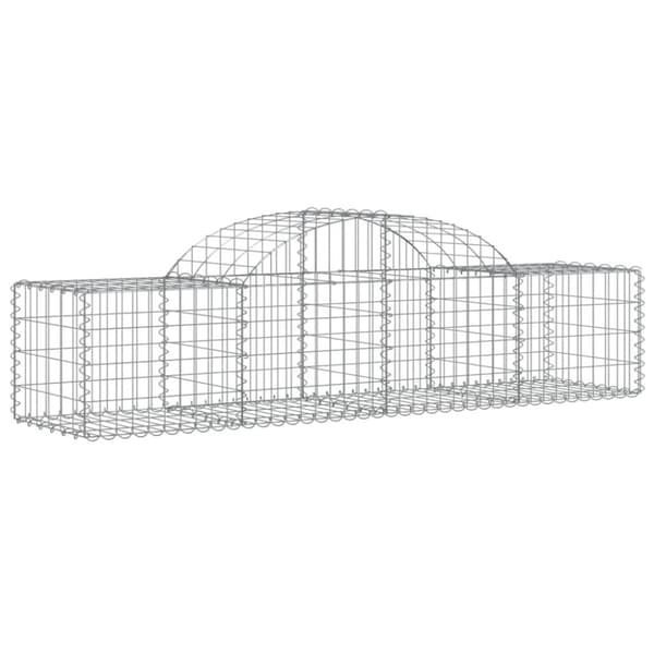 The Living Store buede gabionkurve 2 stk. 200x50x40/60 cm galvaniseret jern -  Plantekrukker