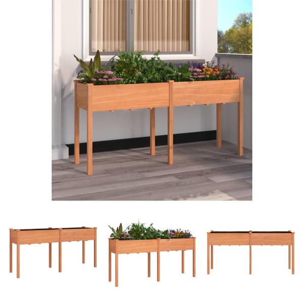 The Living Store plantekasse med foring 161x45x76 cm massivt fyrretræ brun - Plantekrukker