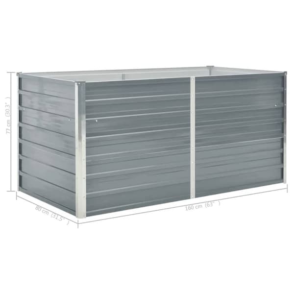 The Living Store hævet havekasse 160 x 80 x 77 gråt galvaniseret stål - Plantekrukker