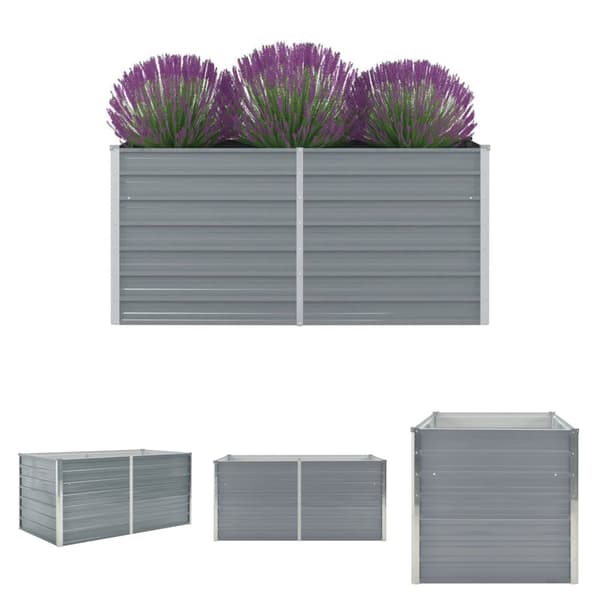 The Living Store hævet havekasse 160 x 80 x 77 gråt galvaniseret stål - Plantekrukker