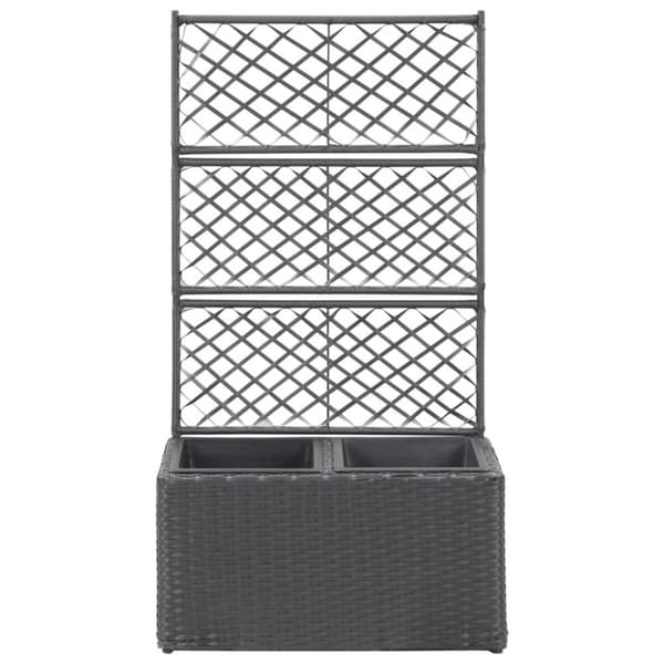 The Living Store espalier med plantekasse 2 krukker 58x30x107 polyrattan sort -  Plantekrukker