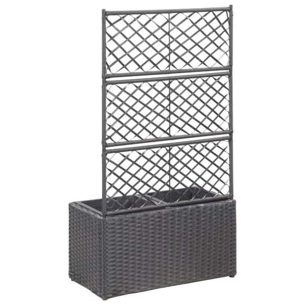 The Living Store espalier med plantekasse 2 krukker 58x30x107 polyrattan sort -  Plantekrukker