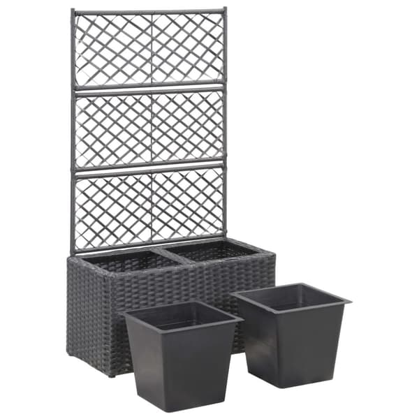 The Living Store espalier med plantekasse 2 krukker 58x30x107 polyrattan sort -  Plantekrukker