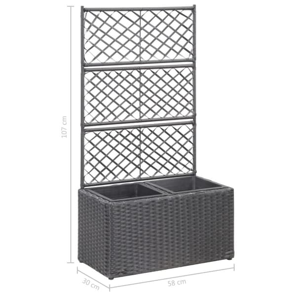 The Living Store espalier med plantekasse 2 krukker 58x30x107 polyrattan sort -  Plantekrukker
