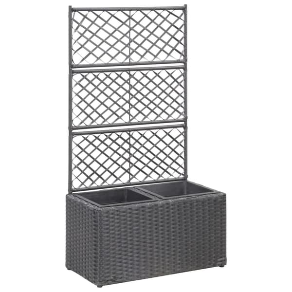 The Living Store espalier med plantekasse 2 krukker 58x30x107 polyrattan sort -  Plantekrukker