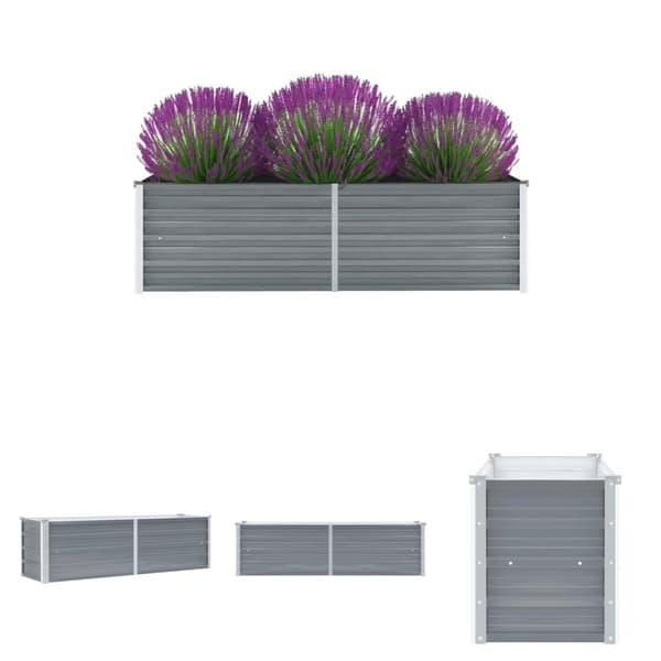 The Living Store Odlingslåda upphöjd galvaniserat stål 160x40x45 cm grå -  Krukor & odlingslådor