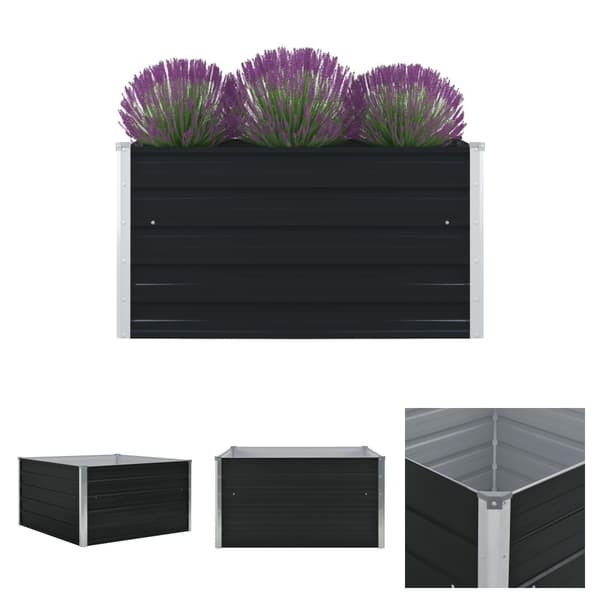 The Living Store Korotettu puutarhalaatikko 100x100x45 cm galvanoitu teräs -  Kukkaruukut & istutuslaatikot