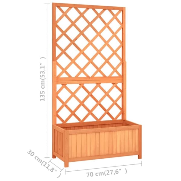 The Living Store Odlingslåda med spaljé brun 70x30x135 cm massivt granträ -  Krukor & odlingslådor