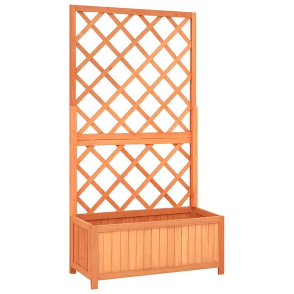 The Living Store Odlingslåda med spaljé brun 70x30x135 cm massivt granträ -  Krukor & odlingslådor
