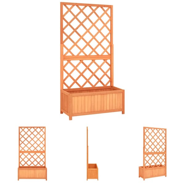 The Living Store plantekasse med espalier 70x30x135 cm massivt fyrretræ brun -  Plantekrukker