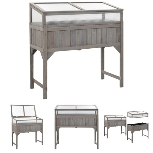 The Living Store Upphöjd odlingsbädd med växthus 110x54x120 cm massivt granträ -  Krukor & odlingslådor