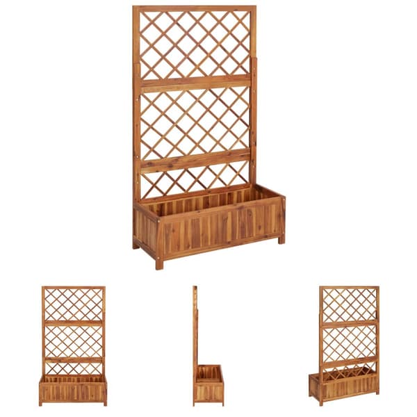 The Living Store forhøjet plantekasse m. espalier 85x38x150 cm massivt akacietræ -  Plantekrukker