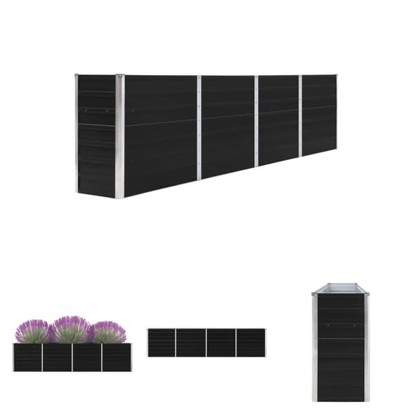The Living Store hævet havebed 320 x 40 x 77 cm galvaniseret stål antracitgrå -  Plantekrukker