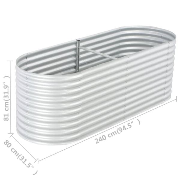 The Living Store forhøjet plantekasse 240x80x81 cm galvaniseret stål sølvfarvet -  Plantekrukker