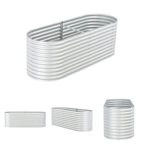 The Living Store forhøjet plantekasse 240x80x81 cm galvaniseret stål sølvfarvet -  Plantekrukker