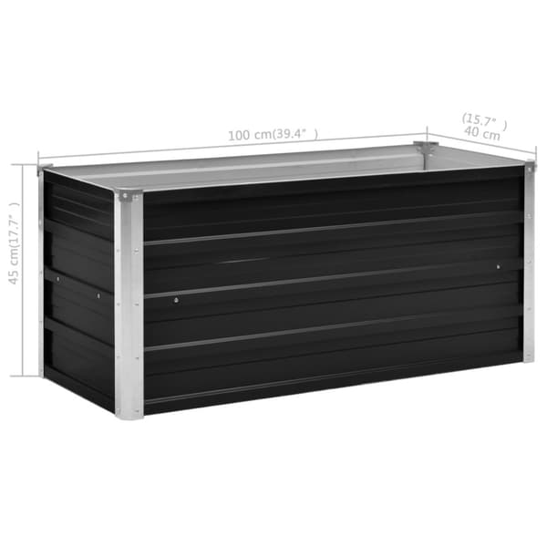 The Living Store Odlingslåda upphöjd antracit 100x40x45 cm galvaniserat stål - Krukor & odlingslådor
