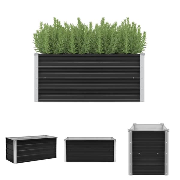 The Living Store Odlingslåda upphöjd antracit 100x40x45 cm galvaniserat stål -  Krukor & odlingslådor