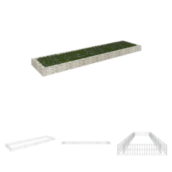 The Living Store gabion-højbed 400x100x20 cm galvaniseret stål -  Plantekrukker