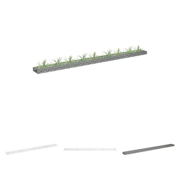 The Living Store Planteringsgabion upphöjd galvaniserat stål 360x30x10 cm -  Krukor & odlingslådor
