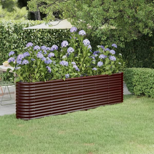 The Living Store plantekasse 260x40x68 cm pulverlakeret stål brun - Plantekrukker