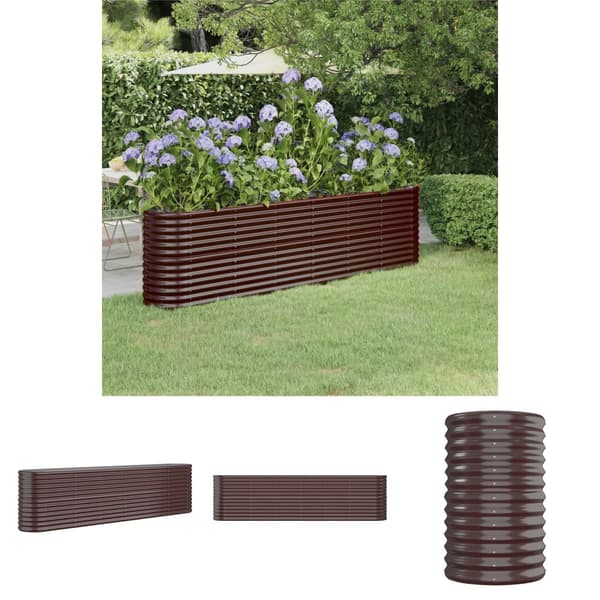 The Living Store plantekasse 260x40x68 cm pulverlakeret stål brun - Plantekrukker