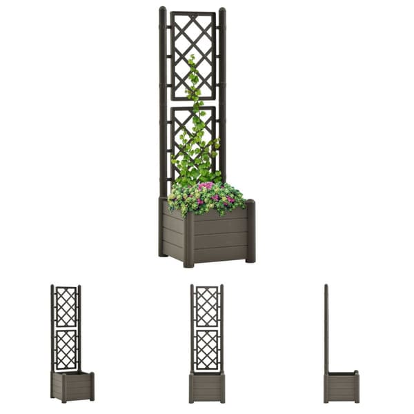 The Living Store plantekasse med espalier 43x43x142 cm PP antracitgrå -  Plantekrukker