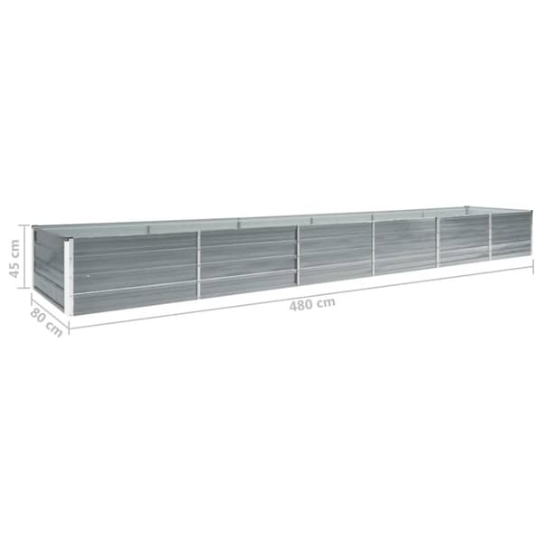 The Living Store forhøjet plantekasse 480x80x45 cm galvaniseret stål grå - Plantekrukker