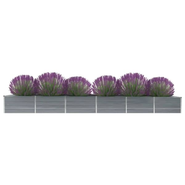 The Living Store forhøjet plantekasse 480x80x45 cm galvaniseret stål grå - Plantekrukker