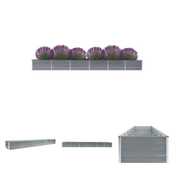 The Living Store forhøjet plantekasse 480x80x45 cm galvaniseret stål grå - Plantekrukker