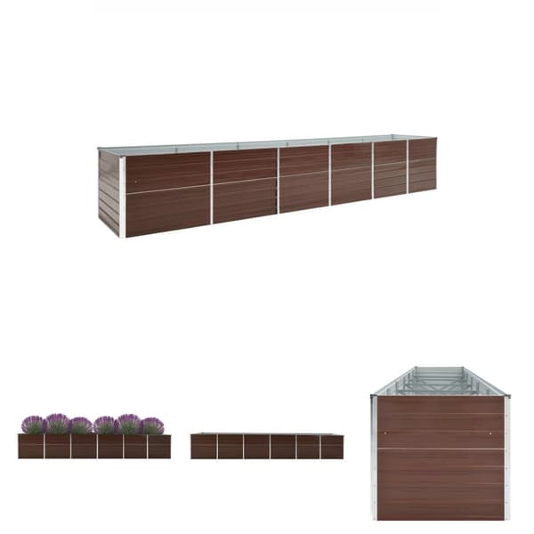 The Living Store Korotettu kukkalaatikko galv. teräs 480x80x77 cm ruskea -  Kukkaruukut & istutuslaatikot