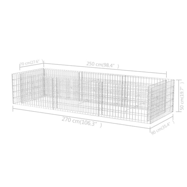 The Living Store Planteringsgabion upphöjd stål 270x90x50 cm - Krukor & odlingslådor