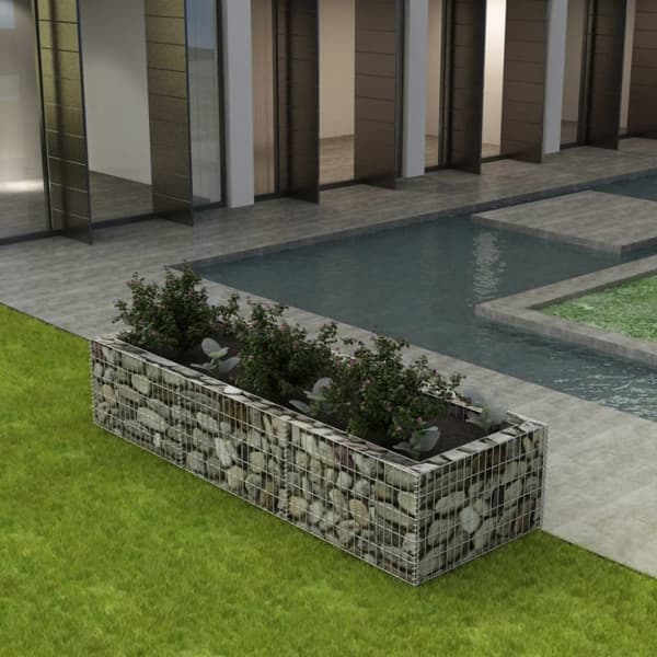 The Living Store Planteringsgabion upphöjd stål 270x90x50 cm - Krukor & odlingslådor