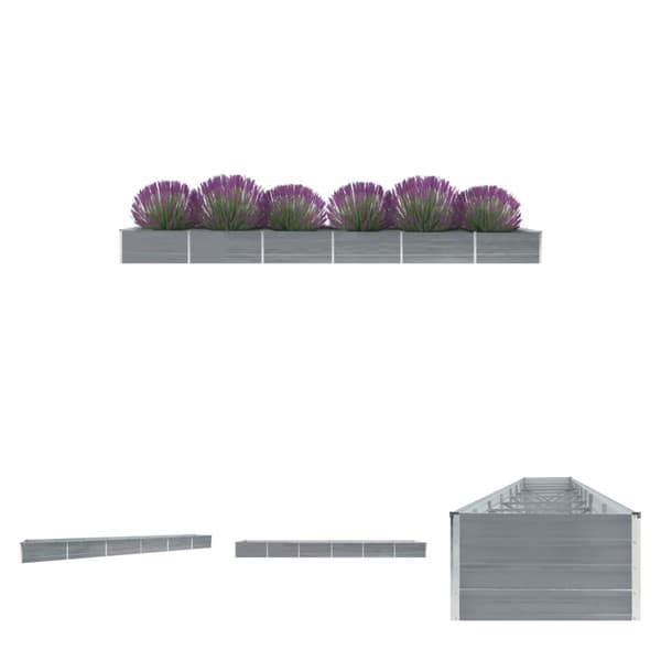 The Living Store Odlingslåda upphöjd galvaniserat stål 600x80x45 cm grå -  Krukor & odlingslådor