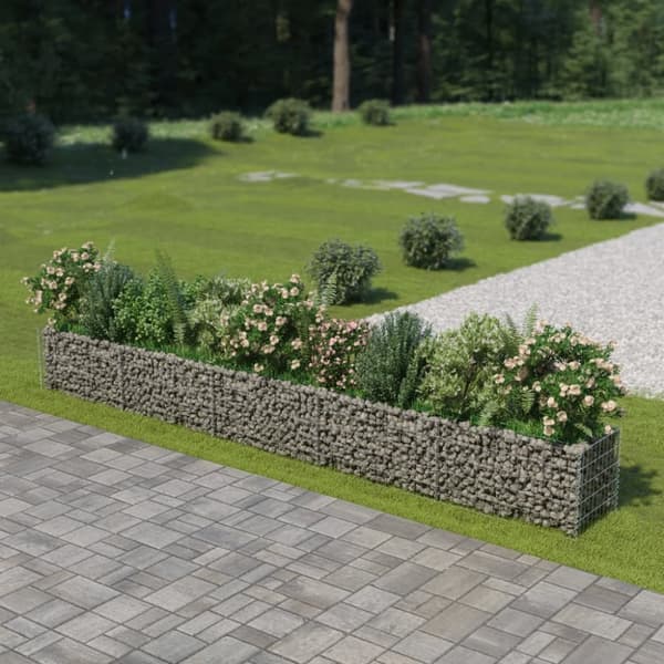 The Living Store gabion-højbed 450x50x50 cm galvaniseret stål -  Plantekrukker