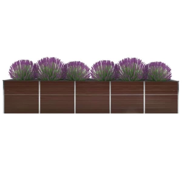 The Living Store Odlingslåda upphöjd galvaniserat stål 400x80x45 cm brun -  Krukor & odlingslådor