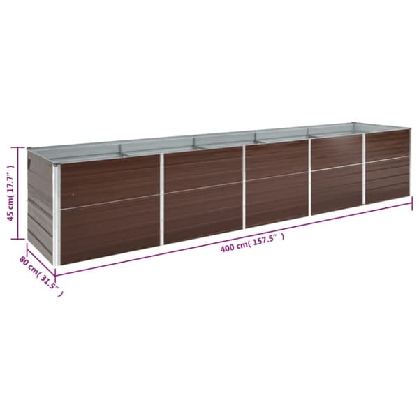 The Living Store Odlingslåda upphöjd galvaniserat stål 400x80x45 cm brun -  Krukor & odlingslådor