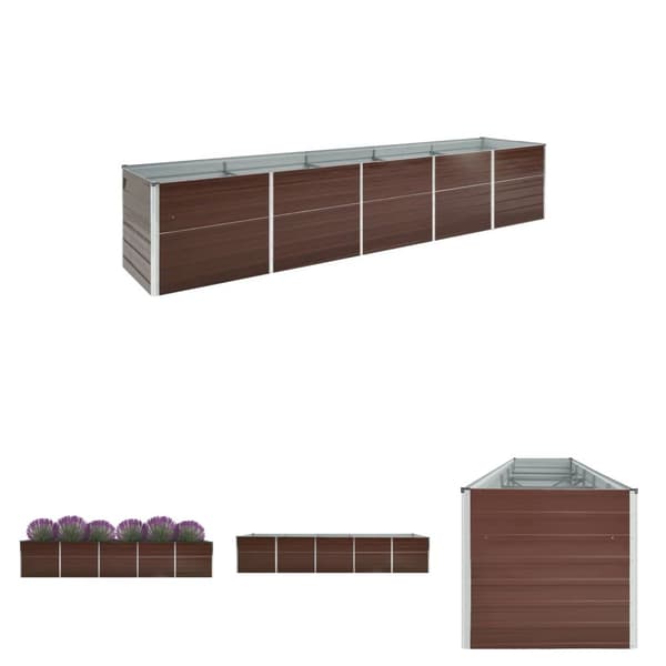 The Living Store Odlingslåda upphöjd galvaniserat stål 400x80x45 cm brun -  Krukor & odlingslådor