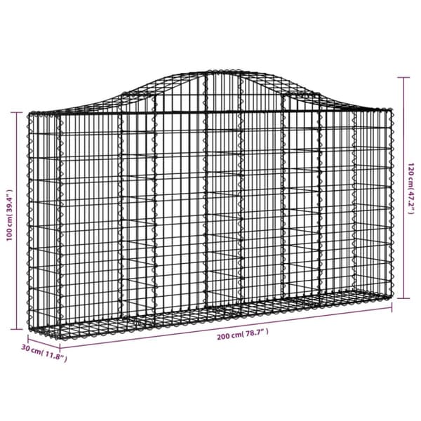 The Living Store buet gabionkurv 200x30x100/120 cm galvaniseret jern -  Plantekrukker