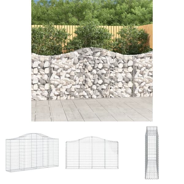 The Living Store buet gabionkurv 200x30x100/120 cm galvaniseret jern -  Plantekrukker