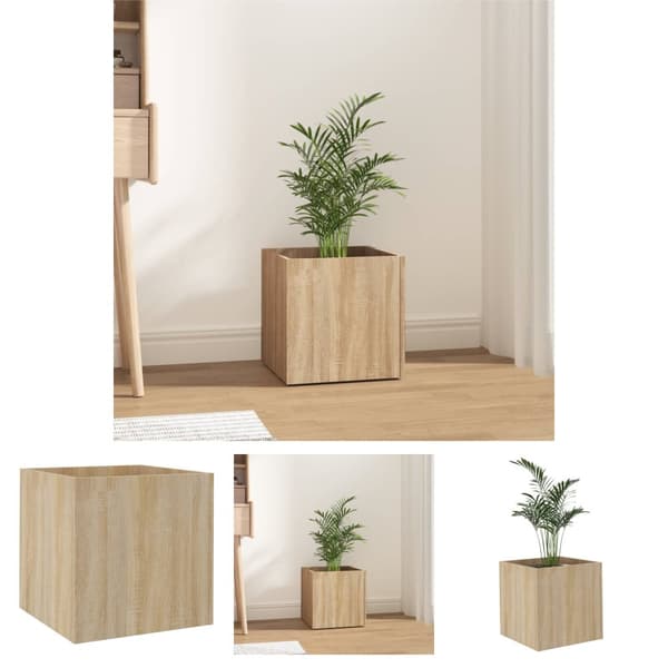 The Living Store plantekasse 40x40x40 cm konstrueret træ sonoma-eg -  Plantekrukker