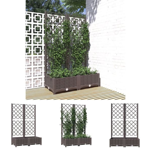 The Living Store plantekasse med espalier 80x40x121,5 cm PP brun -  Plantekrukker