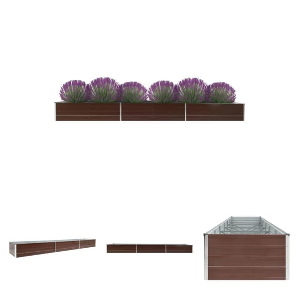 The Living Store forhøjet plantekasse 480x80x45 cm galvaniseret stål brun -  Plantekrukker