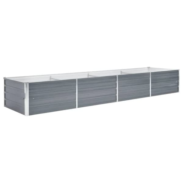 The Living Store forhøjet plantekasse 320x80x45 cm galvaniseret stål grå -  Plantekrukker