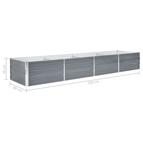 The Living Store forhøjet plantekasse 320x80x45 cm galvaniseret stål grå -  Plantekrukker