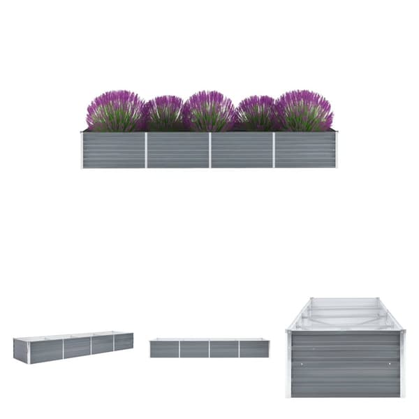 The Living Store forhøjet plantekasse 320x80x45 cm galvaniseret stål grå -  Plantekrukker