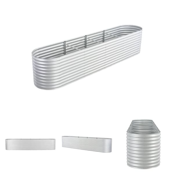 The Living Store forhøjet plantekasse 400x80x81 cm galvaniseret stål sølvfarvet - Plantekrukker