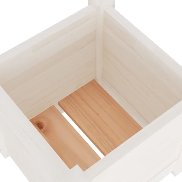 The Living Store plantekasse 31x31x31 cm massivt fyrretræ hvid - Plantekrukker